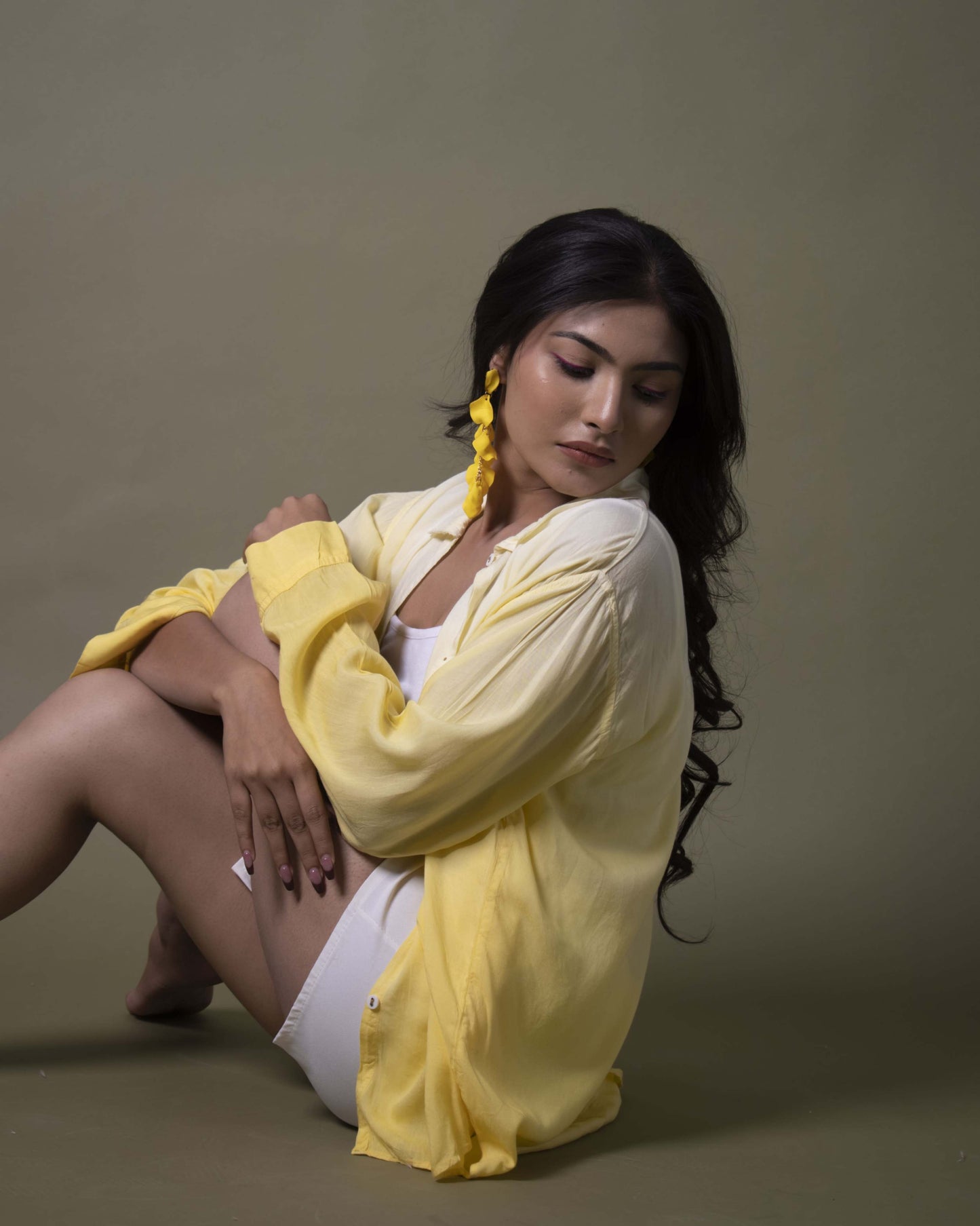 Butter Cup Zest Shirt Yellow & White Oversized Ombre Summer Resort Wear Shirt for women