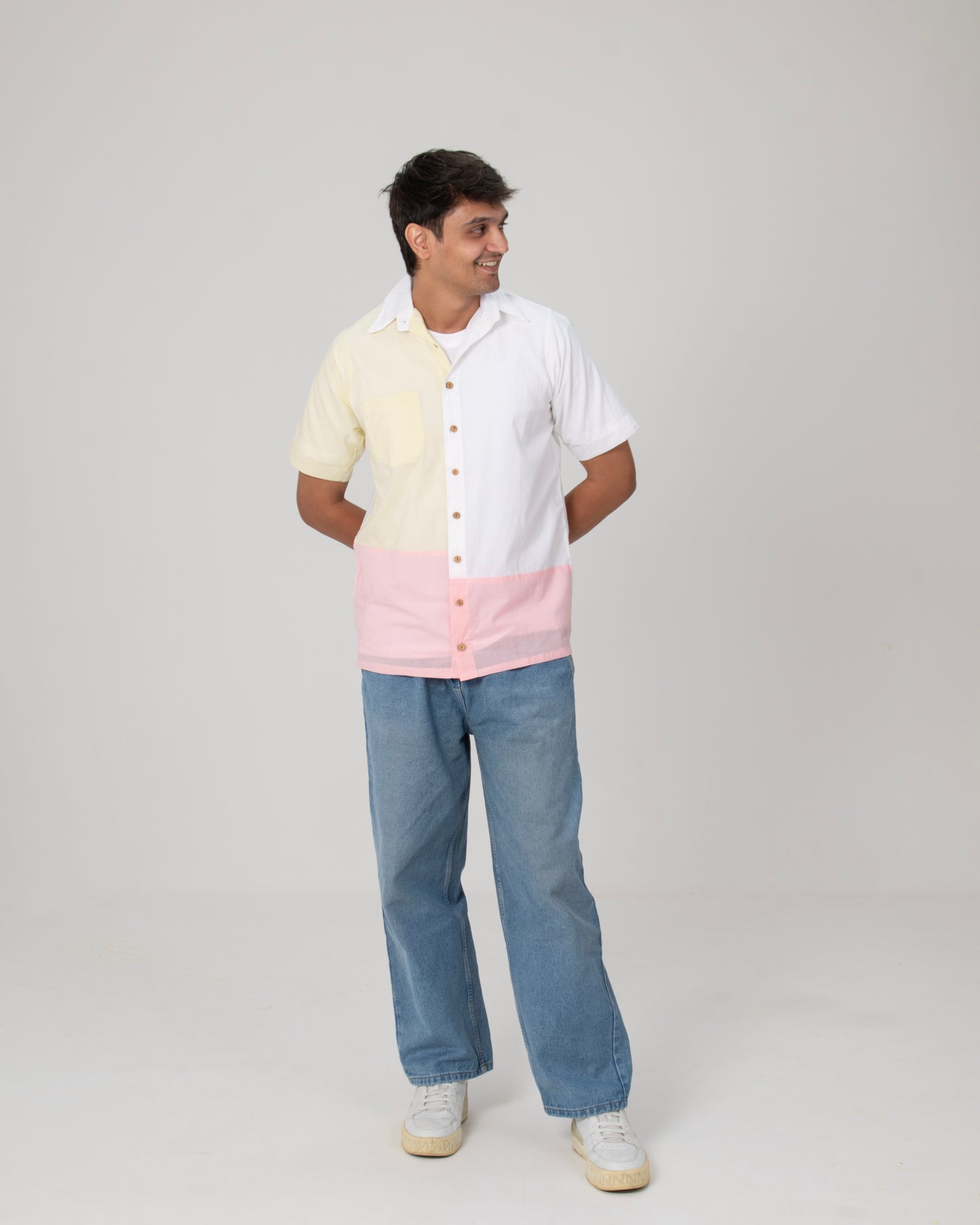 Morning Mellow Flounce Tier Dress for Women + Pastel Edit Colorblock Shirt for Men