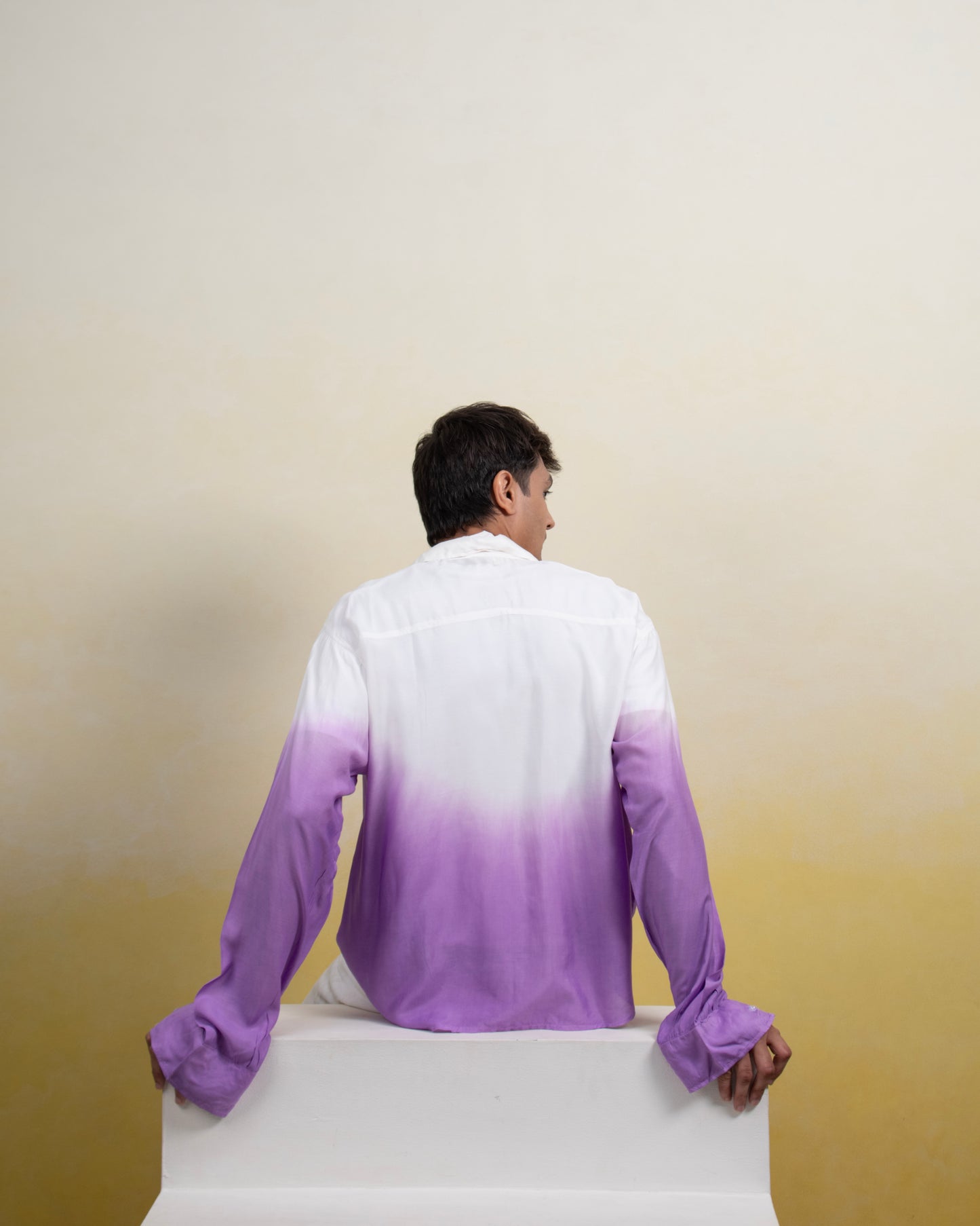 Message from Autumn Shirt Lavender & White Oversized Ombre Summer Resort Wear Shirt for Men