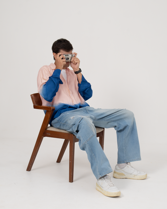 Dustberry Soft Cotton Pink and Navy Shirt for Men