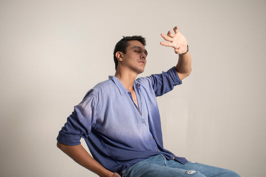 Midnight Ocean Blue Oversized Ombre Summer Resort Wear Shirt for Men