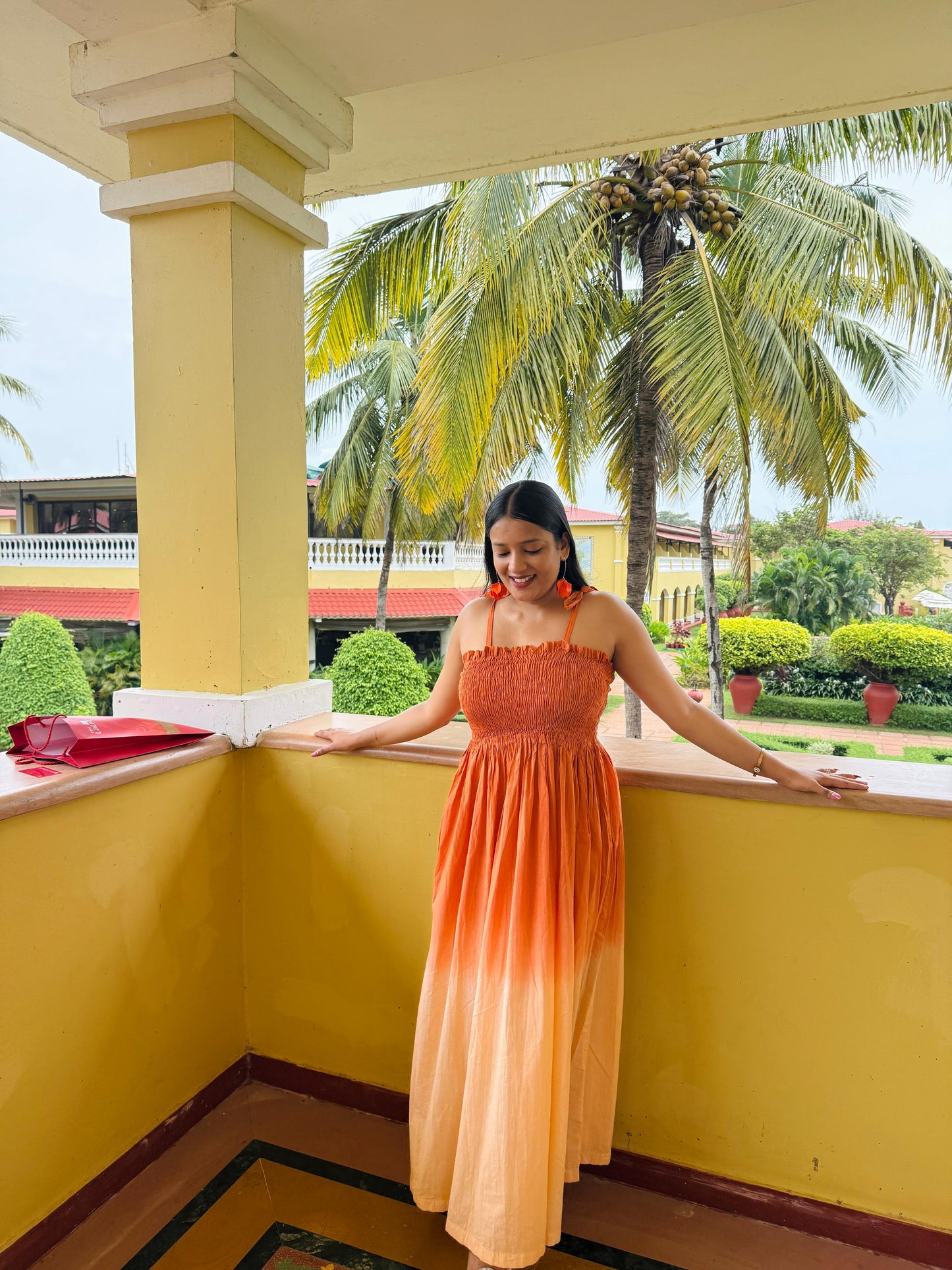 Sunset Dune Smocked Maxi Dress for Women + Ombré Cotton Shirt for Men