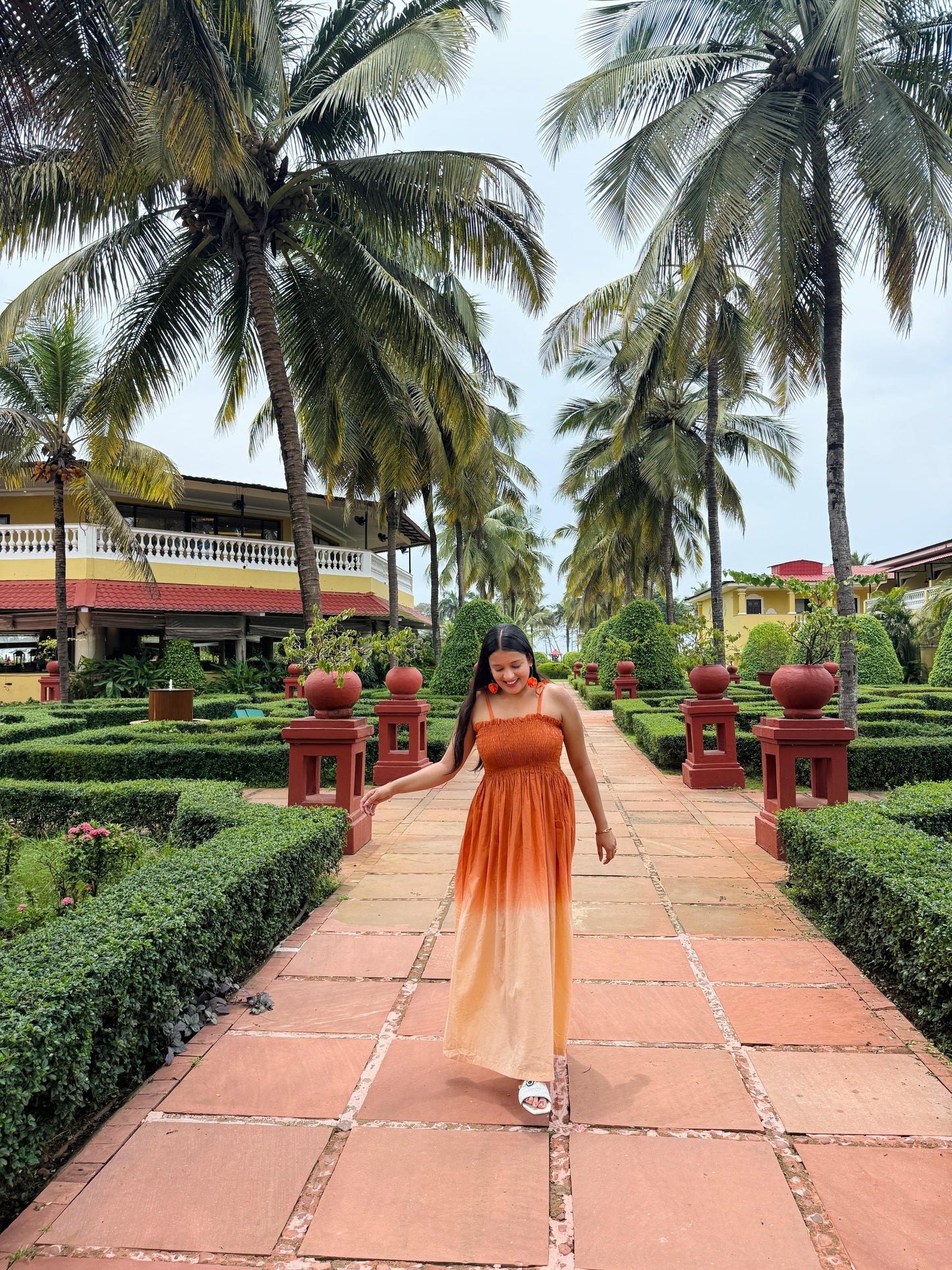 Sunset Dune Smocked Maxi Dress for Women + Ombré Cotton Shirt for Men