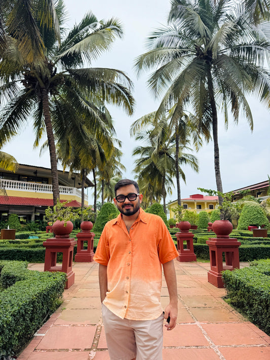 Sunset Dune Smocked Maxi Dress for Women + Ombré Cotton Shirt for Men