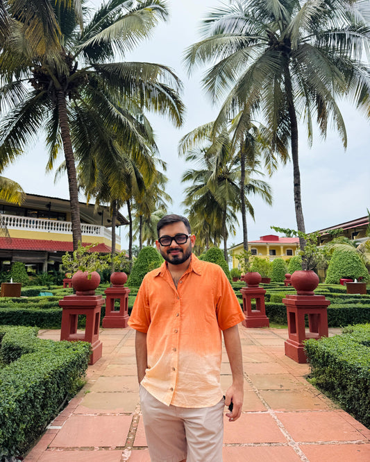 Sunset Dune Terracotta to Desert Beige Ombré Cotton Shirt for Men