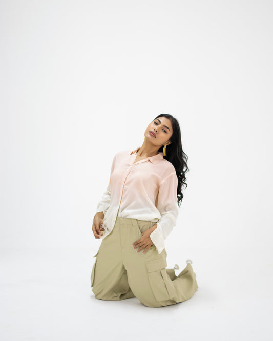 Iced Mocha – Mocha and Beige Soft Cotton Shirt for Women