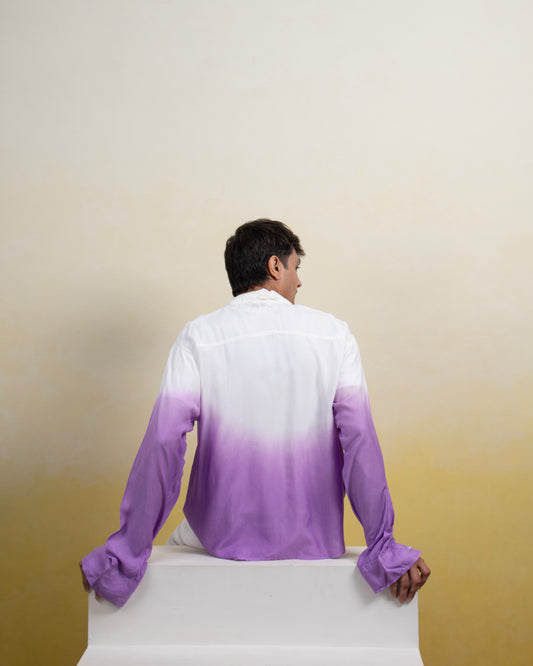 Message from Autumn Shirt Lavender & White Oversized Ombre Summer Resort Wear Shirt for Men