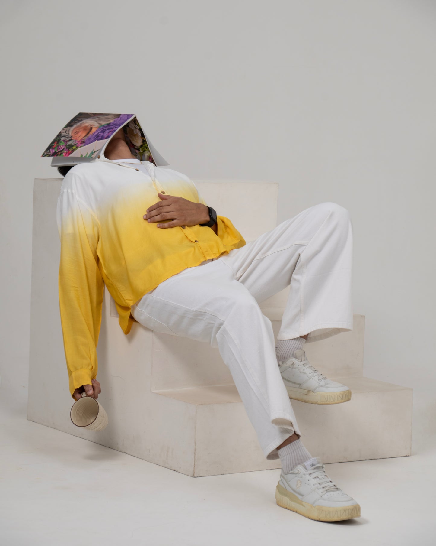Butter Cup Zest Shirt Butter Cup Zest Shirt Yellow & White Oversized Ombre Summer Resort Wear Shirt for Men