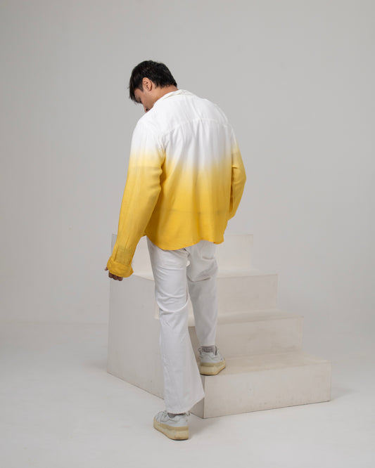 Butter Cup Zest Shirt Butter Cup Zest Shirt Yellow & White Oversized Ombre Summer Resort Wear Shirt for Men